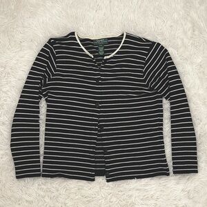 Ralph Lauren Women’s Vintage Navy and White Striped Cardigan